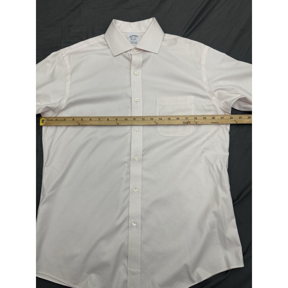 Brooks Brothers Regent Fit Dress Shirt Mens 15.5 Off White Pink Micro Check - Picture 3 of 12